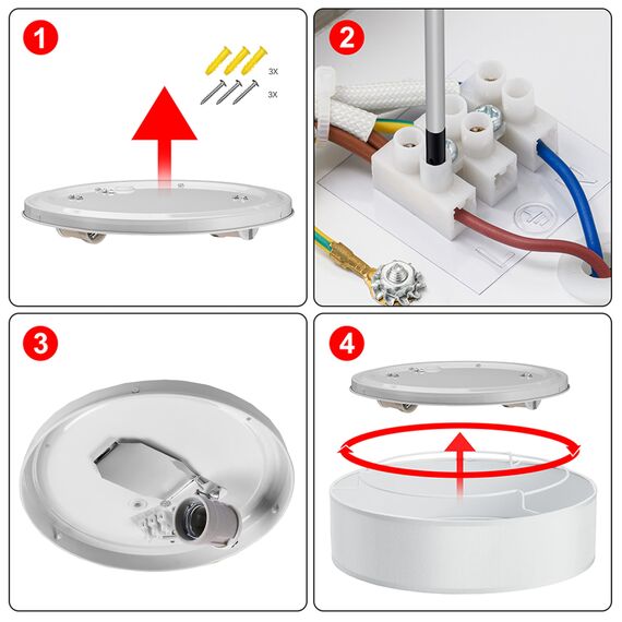 Zedelmaier Deckenlampe Stoff Rund E27x1 max.40W Deckenleuchte mit Stoff-Lampenschirm Wohnzimmer Schlafzimmer Kinderzimmer Flur Lampe Decke (Weiß,Ø30x12,5cm)