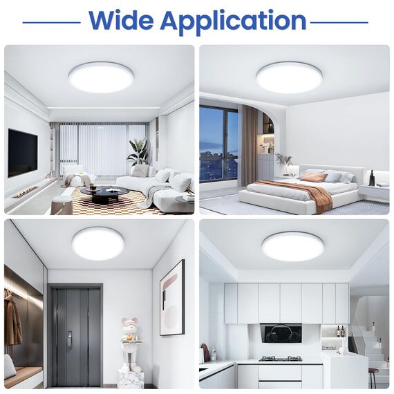 NIBSHOOM Deckenlampe LED Deckenleuchte Rund Flach 6500K,24W/2400LM/IP44 Wasserfest Ultradünn Badezimmer Lampe Decke, Modern Schlicht deckenlampen für Schlafzimmer Wohnzimmer Flur Küche Büro,300*17mm