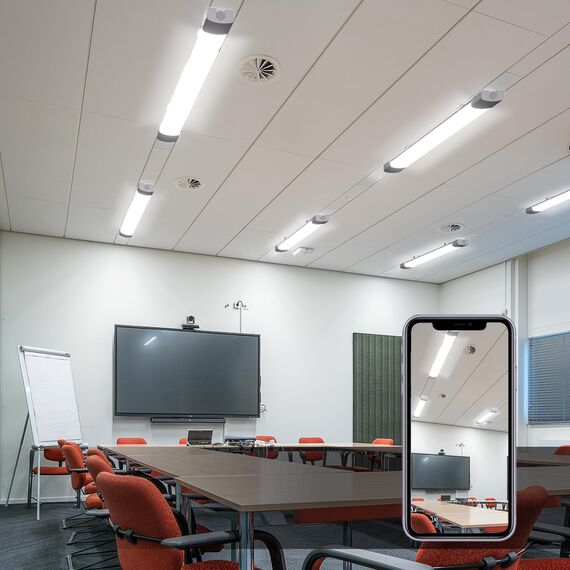 Modlicht LED Feuchtraumleuchte 120CM mit 36W 5000k Kaltlweiß 3960Lumen, Ultraslim Deckenleuchte Feuchtraum Flach Wasserfest IP65 Wannenleuchte Werkstattlampe für Keller Garage, Grau