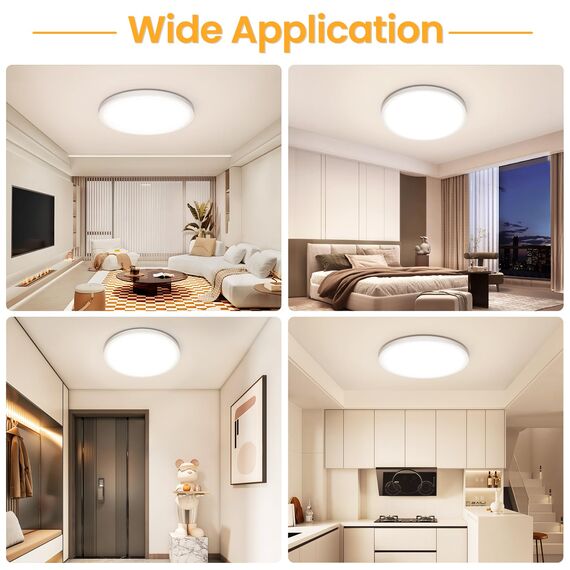 NIBSHOOM Deckenlampe LED Deckenleuchte Rund Flach 4000K,24W/2400LM/IP44 Wasserfest Ultradünn Badezimmer Lampe Decke, Modern Schlicht deckenlampen für Schlafzimmer Wohnzimmer Flur Küche Büro,300*17mm