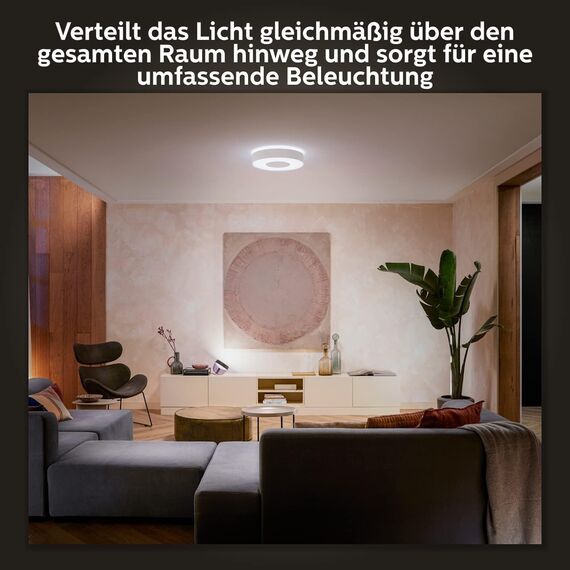 Philips Hue White & Color Ambiance Infuse Deckenleuchte L (3.700 lm), dimmbare Raumbeleuchtung für das Hue Lichtsystem mit 16 Mio. Farben, smarte Lichtsteuerung über Sprache und App, weiß