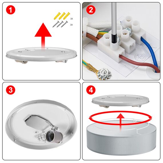 Zedelmaier Deckenlampe Stoff Rund E27x1 max.40W Deckenleuchte mit Stoff-Lampenschirm Wohnzimmer Schlafzimmer Kinderzimmer Flur Lampe Decke (Grau,Ø30x12,5cm)
