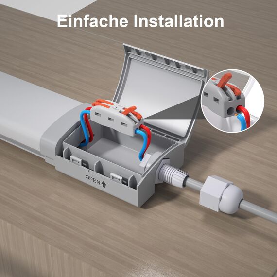 Modlicht LED Feuchtraumleuchte 120CM mit 36W 5000k Kaltlweiß 3960Lumen, Ultraslim Deckenleuchte Feuchtraum Flach Wasserfest IP65 Wannenleuchte Werkstattlampe für Keller Garage, Grau