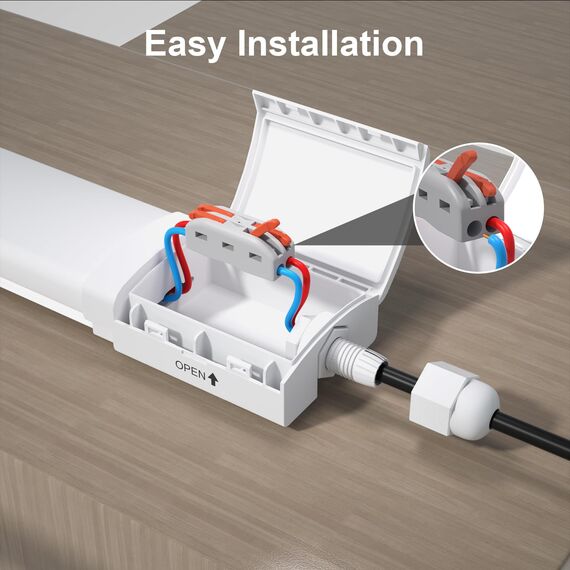 Modlicht LED Feuchtraumleuchte 120CM mit 36W 5000k Kaltlweiß 3960Lumen, Ultraslim Deckenleuchte Feuchtraum Flach Wasserfest IP65 Wannenleuchte Werkstattlampe für Keller Garage, Weiß