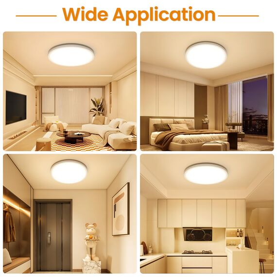 NIBSHOOM Deckenlampe LED Deckenleuchte Rund Flach 3000K,24W/2400LM/IP44 Wasserfest Ultradünn Badezimmer Lampe Decke, Modern Schlicht deckenlampen für Schlafzimmer Wohnzimmer Flur Küche Büro,300*17mm