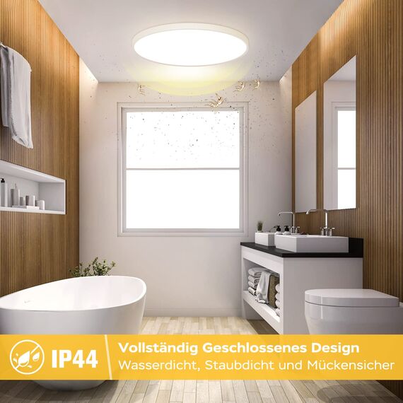 OUILA Deckenlampe LED Deckenleuchte Flach Rund - Ø30CM LED Deckenleuchte 24W 4000K 2400LM IP44 Wasserdicht Neutralweiß Badezimmer lampe, Badlampe Decke für Wohnzimmer Schlafzimmer Küche Bad Flur