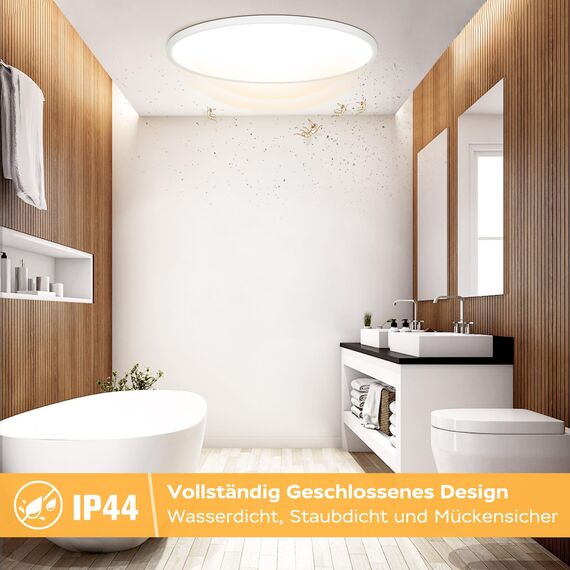 OUILA LED Deckenleuchte Flach Rund - Ø40CM Deckenlampe LED 36W 4000K 3600LM IP44 Wasserdichte Badezimmer lampe, Küchenlampe Deckenleuchte Neutralweiß für Küche Bad Schlafzimmer Flur Keller