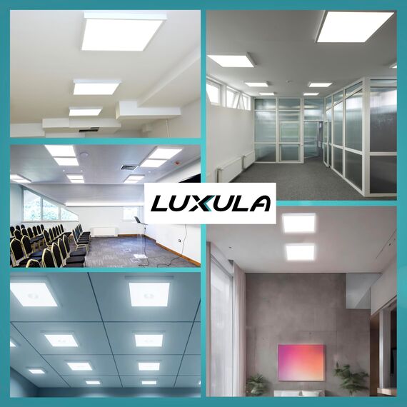 LUXULA LED Deckenleuchte eckig 62cm - 36W, 4000K Neutralweiß, 3600lm - LED Panel 62x62cm inkl. 230V Netzteil - Flache Deckenlampe für Wohnzimmer, Schlafzimmer, Küche, Büro - 62x62x6,4cm