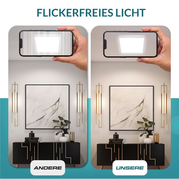 LUXULA LED Deckenleuchte eckig 62cm - 36W, 3000K Warmweiß, 3600lm - LED Panel 62x62cm inkl. 230V Netzteil - Flache Deckenlampe für Wohnzimmer, Schlafzimmer, Küche, Büro - 62x62x6,4cm