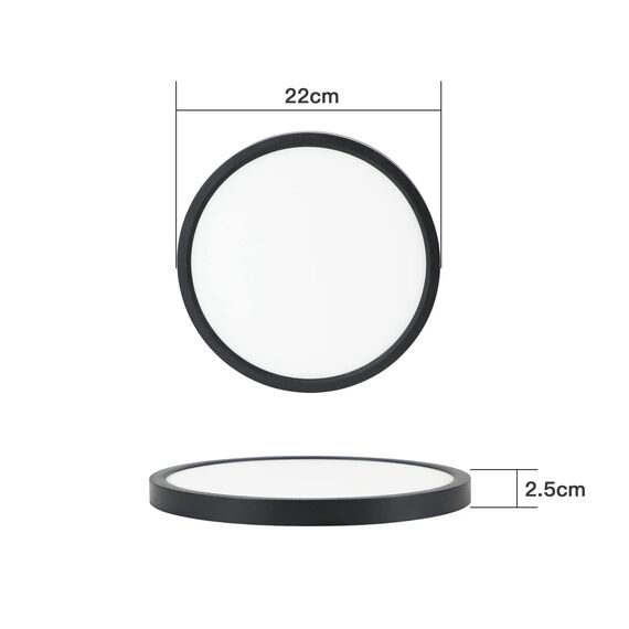 ZMH Deckenlampe LED Deckenleuchte Flach - 3ER Schlafzimmerlampe Ø23cm Küchenlampe Schwarz 18W Schlafzimmer Deckenbeleuchtung Badezimmerlampe IP44 Badlampe Rund Flurlampe Warmweiß für Badezimmer Flur