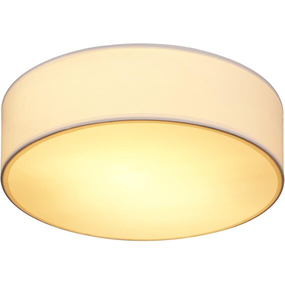 Monzana® Deckenlampe Stoff Wohnzimmer Schlafzimmer E27 Weiß 38cm Rund 2-Flammig 40W Lampe Flur Küche Deckenstrahler Deckenleuchte Stoffdeckenlampe