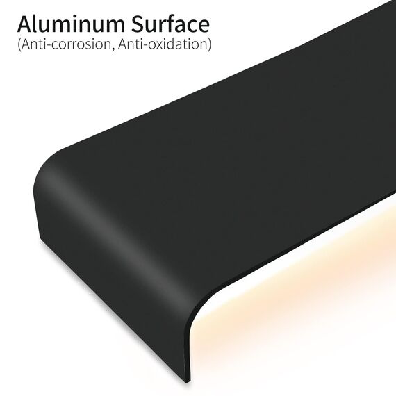 Lureshine 2 Stücke Wandlampe Innen Auf und ab 40cm 16W Wandlampe Dekoration/Moderne Wandleuchte Innen Aluminium Warmweiß 3000k Wandlampen für Zimmer|Lernen|Treppe|Gang(Schwarz)