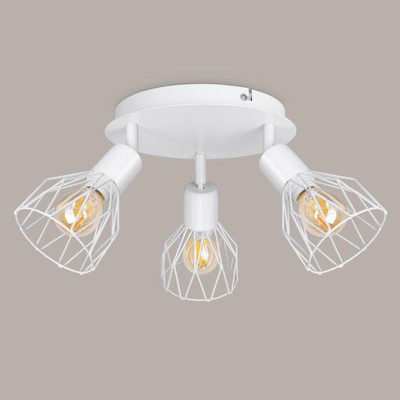Kimjo Lampe Deckenstrahler Weiß Rund Schwenkbar - Strahler Deckenleuchte E14 - LED Deckenstrahler Weiss - Deckenlampe 3 Flammig - Küchenlampe Deckenleuchte Wohnzimmer Lampe Deckenspot
