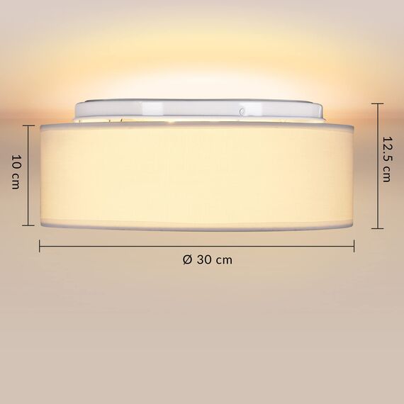 Monzana® Deckenlampe Stoff Wohnzimmer Schlafzimmer E27 Weiß 30cm Rund 1-Flammig 40W Lampe Flur Küche Deckenstrahler Deckenleuchte Stoffdeckenlampe