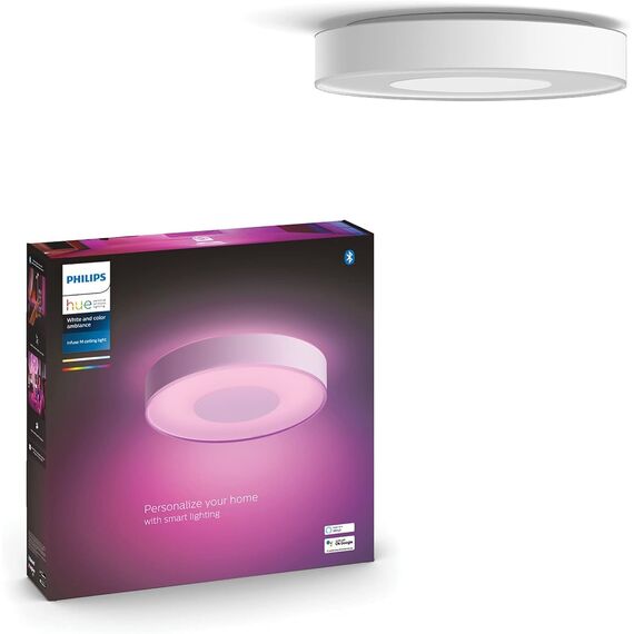 Philips Hue White & Color Ambiance Infuse Deckenleuchte M weiß 2100lm, dimmbar, 16 Mio. Farben, steuerbar via App, kompatibel mit Amazon Alexa (Echo, Echo Dot)