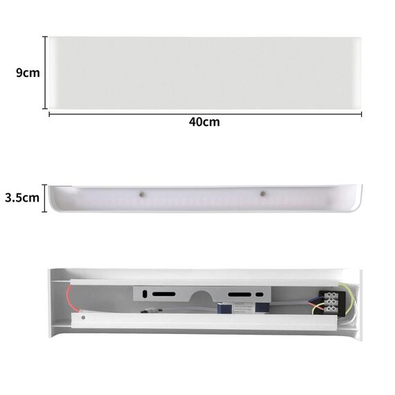 Lureshine Wandlampe Innen 40cm 16W Up and Down Wandlampe Aluminium Dekoration/Moderne Wandleuchte Innen Warmweiß 3000k Wandlampen für Wohnzimmer|Schlafzimmer|Korridor|Treppenhau(Weiß)