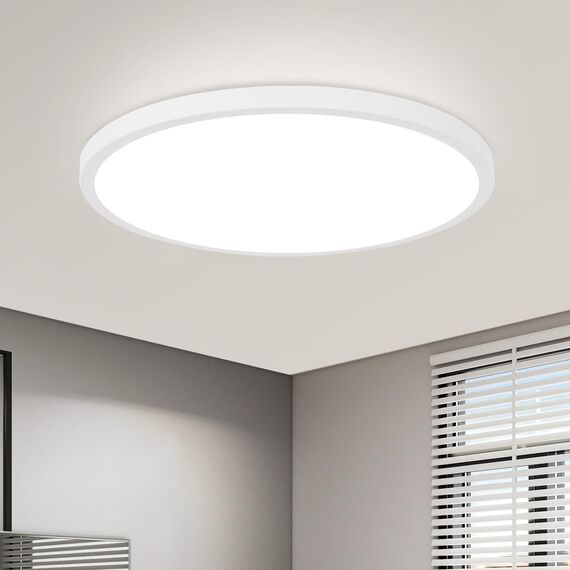 ZMH Deckenlampe LED Deckenleuchte Badezimmer - Ø30cm Badezimmerlampe Flach Schlafzimmerlampe Rund Küchenlampe 24W Schlafzimmer Deckenbeleuchtung Flurlampe Kaltweiß Badlampe IP44 für Küche Flur Bad