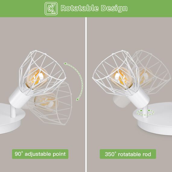 Kimjo Lampe Deckenstrahler Weiß Rund Schwenkbar - Strahler Deckenleuchte E14 - LED Deckenstrahler Weiss - Deckenlampe 3 Flammig - Küchenlampe Deckenleuchte Wohnzimmer Lampe Deckenspot