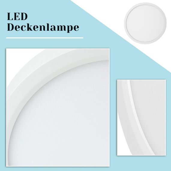 ZMH Deckenlampe LED Deckenleuchte Küche - Badezimmerlampe Flach 15W Küchenlampe Rund Flurlampe Kaltweiß Badezimmer Deckenbeleuchtung Ø18cm Badlampe Decke Schlafzimmerlampe für Flur Bad Schlafzimmer