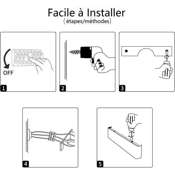 Lureshine 2 Stücke Wandlampe Innen Auf und ab 40cm 16W Wandlampe Dekoration/Moderne Wandleuchte Innen Aluminium Warmweiß 3000k Wandlampen für Zimmer|Lernen|Treppe|Gang(Schwarz)