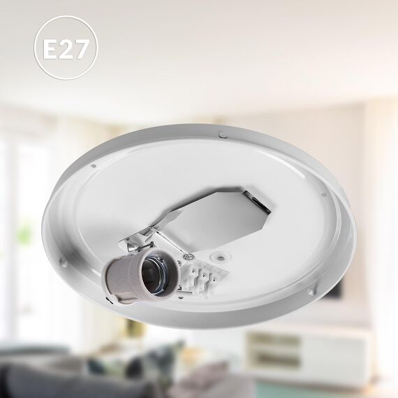 Monzana® Deckenlampe Stoff Wohnzimmer Schlafzimmer E27 Taupe 30cm Rund 1-Flammig 40W Lampe Flur Küche Deckenstrahler Deckenleuchte Stoffdeckenlampe