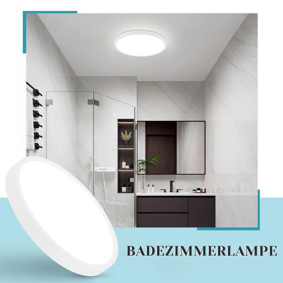 ZMH Deckenlampe LED Deckenleuchte Küche - Badezimmerlampe Flach 15W Küchenlampe Rund Flurlampe Kaltweiß Badezimmer Deckenbeleuchtung Ø18cm Badlampe Decke Schlafzimmerlampe für Flur Bad Schlafzimmer