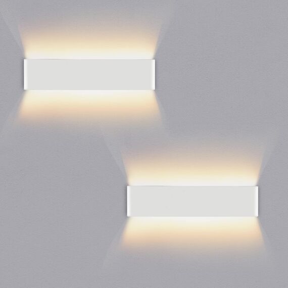 Lureshine 2 Stücke Wandleuchte Innen Auf und ab 16W 40cm Wandlampe Dekoration/Moderne Wandleuchte Aluminium Warmweiß 3000k Wandleuchten für Zimmer|Lernen|Treppe|Gang(Weiß)