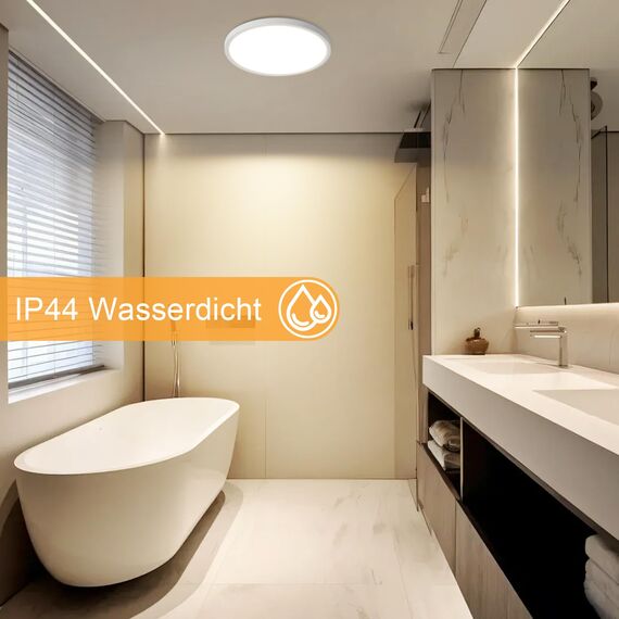 ZMH 2ER Deckenlampe LED Deckenleuchte Flach - Ø30cm Badezimmerlampe Badezimmer Dimmbar Rhombenplatte Augenschutz Küchenlampe Rund Weiß 24W Flurlampe Badlampe für Bad Küche Flur Schlafzimmer