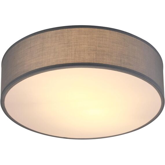 Monzana® Deckenlampe Stoff Wohnzimmer Schlafzimmer E27 Grau 38cm Rund 2-Flammig 40W Lampe Flur Küche Deckenstrahler Deckenleuchte Stoffdeckenlampe