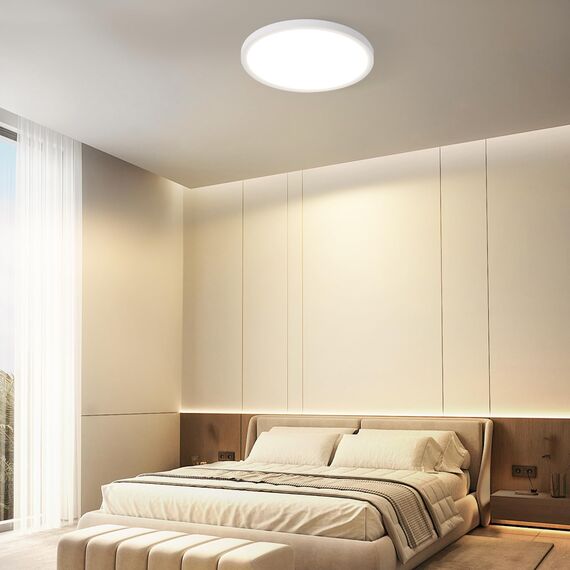 ZMH 2ER Deckenlampe LED Deckenleuchte Flach - Ø30cm Badezimmerlampe Badezimmer Dimmbar Rhombenplatte Augenschutz Küchenlampe Rund Weiß 24W Flurlampe Badlampe für Bad Küche Flur Schlafzimmer