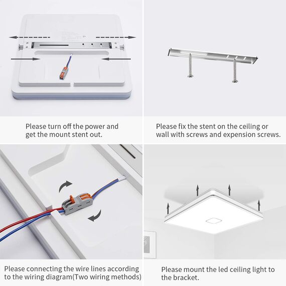 Airand Badlampe 24W LED Deckenleuchte Bad LED Deckenlampe IP44 Wasserdicht Badezimmer Lampe Ø32.5CM Deckenlampe Für Wohnzimmer Schlafzimmer Kinderzimmer 2050LM Deckenleuchte Küche 4000K Neutralweiß