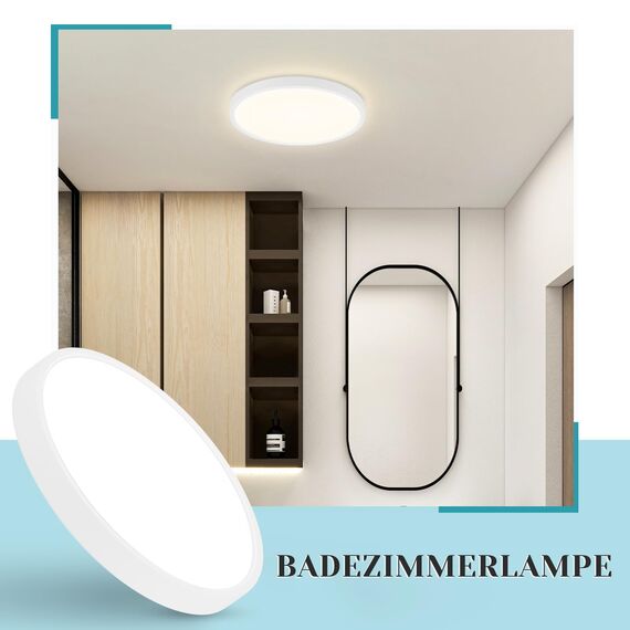 ZMH Deckenlampe LED Deckenleuchte Flur - Badezimmerlampe Flach 15W Küchenlampe Rund Flurlampe 4000K Badezimmer Deckenbeleuchtung Ø18cm Badlampe Decke Schlafzimmerlampe Klein für Küche Bad Schlafzimmer