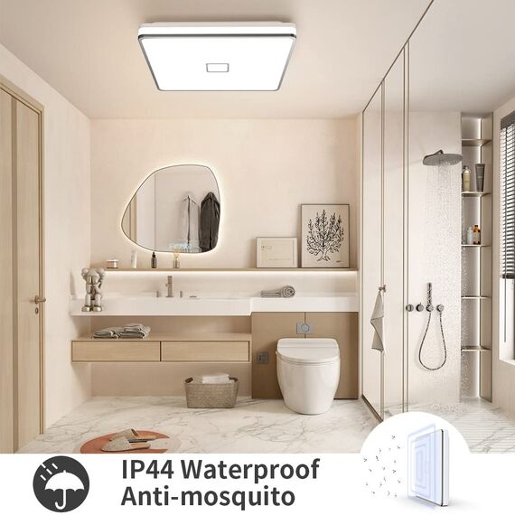 Airand Badlampe 24W LED Deckenleuchte Bad LED Deckenlampe IP44 Wasserdicht Badezimmer Lampe Ø32.5CM Deckenlampe Für Wohnzimmer Schlafzimmer Kinderzimmer 2050LM Deckenleuchte Küche 4000K Neutralweiß