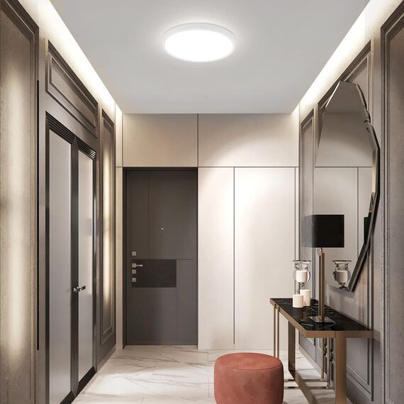 ZMH Deckenlampe LED Deckenleuchte Schlafzimmer - Ø23cm Badezimmerlampe Flach Schlafzimmerlampe Kaltweiß 18W Küche Deckenbeleuchtung IP44 Wasserdicht Küchenlampe Rund Flurlampe Weiß für Badezimmer Flur