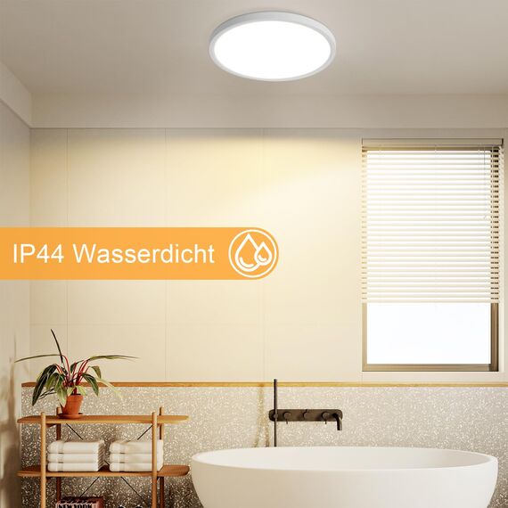 ZMH Deckenlampe LED Deckenleuchte Badezimmer - Badezimmerlampe Flach Ø30cm Rhombenplatte Küchenlampe Rund Ultra Dünn Schlafzimmerlampe Weiß 24W Augenschutz Flurlampe 3000K für Bad Küche Flur