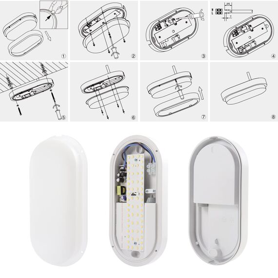 da LIGHT LED Deckenleuchte 12W 1020 Lumen Deckenlampe Extra Flach 42mm LED-Lampe IP54 Spritzwasser geschützt 230V Kellerleuchte für Badezimmer Wohnzimmer Keller Neturalweiß 4000K (2 Stück)