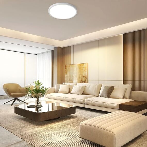 ZMH Deckenlampe LED Deckenleuchte Badezimmer - Badezimmerlampe Flach Ø30cm Rhombenplatte Küchenlampe Rund Ultra Dünn Schlafzimmerlampe Weiß 24W Augenschutz Flurlampe 3000K für Bad Küche Flur