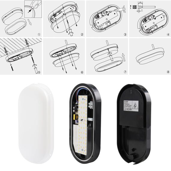 da LIGHT LED Deckenleuchte 12W 1020 Lumen Deckenlampe Extra Flach 42mm LED-Lampe IP54 Spritzwasser geschützt 230V Kellerleuchte für Badezimmer Wohnzimmer Keller Neturalweiß 4000K (2 Stück)