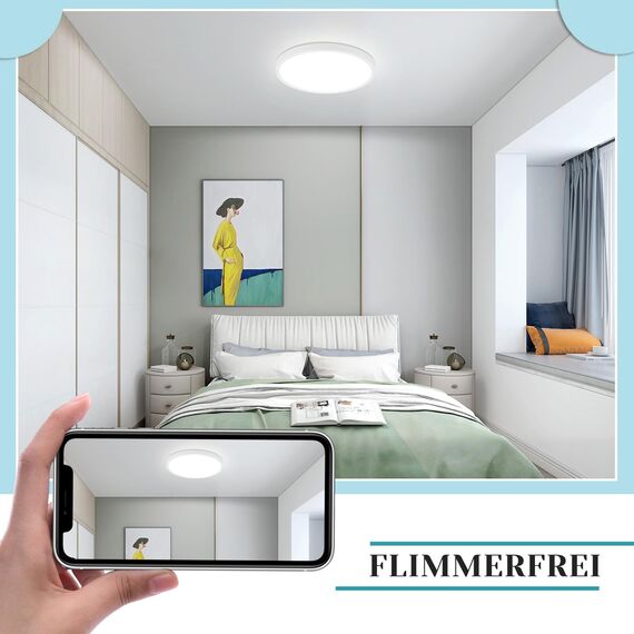 ZMH 4ER Deckenlampe LED Deckenleuchte Küche - Badezimmerlampe Flach 15W Küchenlampe Rund Flurlampe Kaltweiß Badezimmer Ø18cm Badlampe Decke Schlafzimmerlampe für Flur Bad Schlafzimmer