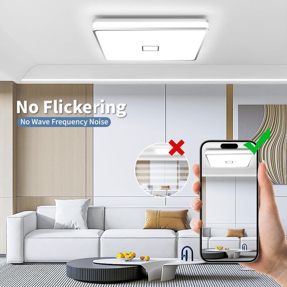 Airand Deckenlampe Bad Deckenleuchte LED 24W Badlampe IP44 Wasserdicht Badezimmer Lampe Ø32.5CM Deckenleuchte Für Bad Wohnzimmer Küche 2050LM Deckenlampe Balkon Korridor Flur 5000K Kaltweißes