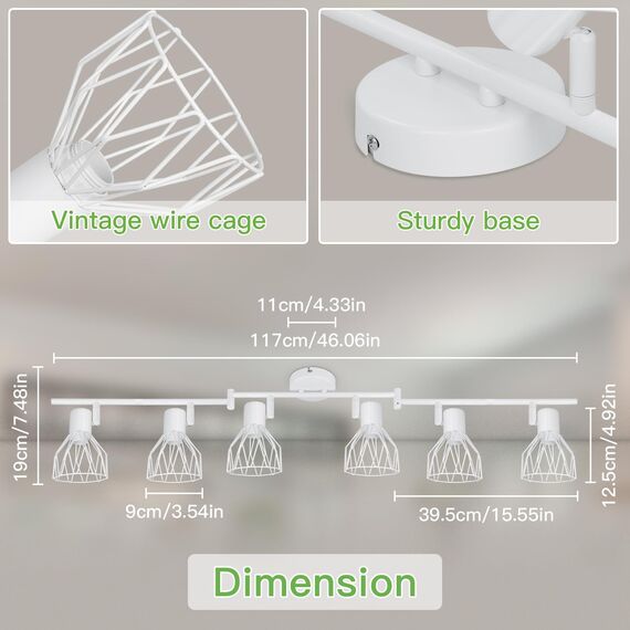 Kimjo Led Deckenstrahler 6 Flammig - Deckenlampe Weiß Deckenleuchte Strahler E14 Drehbar - Strahler Deckenspot Lampe Wohnzimmer Deckenleuchte Küche Deckenstrahler Schlafzimmer - Ohne Leuchtmittel