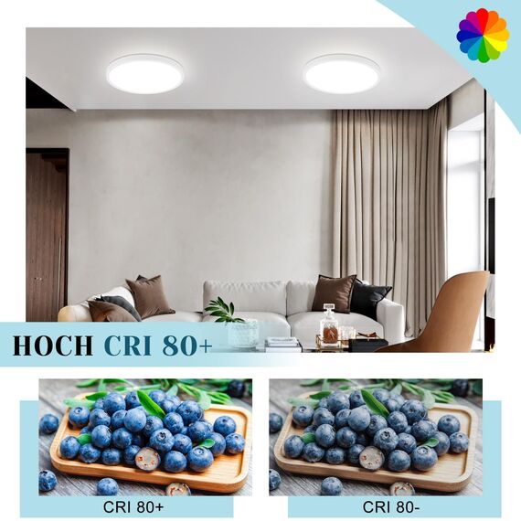 ZMH Deckenlampe LED Deckenleuchte Küche - Badezimmerlampe Flach 15W Küchenlampe Rund Flurlampe Kaltweiß Badezimmer Deckenbeleuchtung Ø18cm Badlampe Decke Schlafzimmerlampe für Flur Bad Schlafzimmer