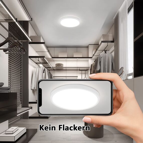 ZMH Deckenlampe LED Deckenleuchte Flach - 4ER Badezimmerlampe Ø23cm Badezimmer Deckenbeleuchtung 18W Schlafzimmerlampe IP44 Wasserdicht Badlampe Rund Küchenlampe Kaltweiß für Bad Schlafzimmer Flur