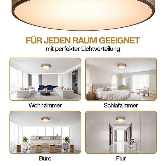 Monzana® Deckenlampe Stoff Wohnzimmer Schlafzimmer E27 Grau 38cm Rund 2-Flammig 40W Lampe Flur Küche Deckenstrahler Deckenleuchte Stoffdeckenlampe