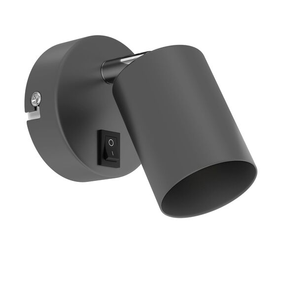 ledscom.de Wandleuchte WAIKA, Schalter, anthrazit matt, rund, 1x GU10 max. 60W