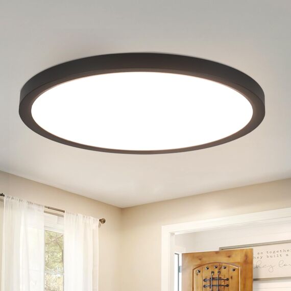 ZMH Deckenlampe LED Deckenleuchte Badezimmer - Ø30cm Badezimmerlampe Flach Schlafzimmerlampe Schwarz Küchenlampe 4000K Schlafzimmer Deckenbeleuchtung 24W Badlampe Rund Flurlampe für Bad Küche Flur