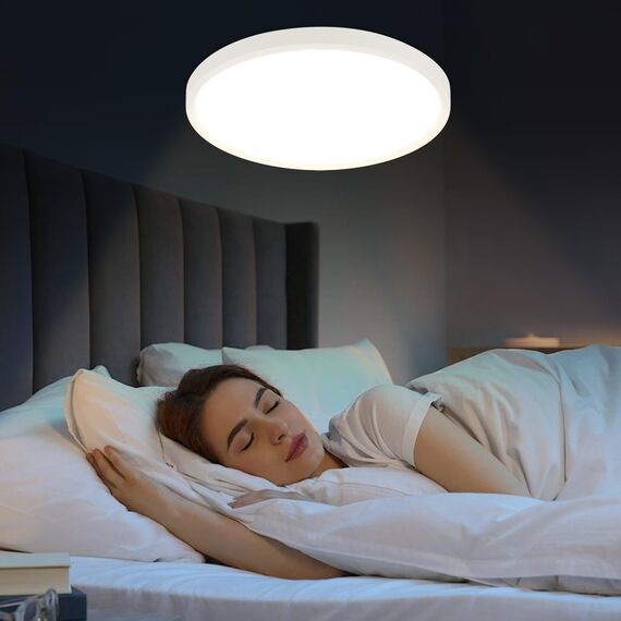 ZMH Deckenlampe LED Deckenleuchte Badezimmer - Badezimmerlampe Flach Ø30cm Schlafzimmerlampe Rund Küchenlampe Schlafzimmer Weiß Deckenbeleuchtung 24W Flurlampe 3000K Badlampe für Bad Küche Flur