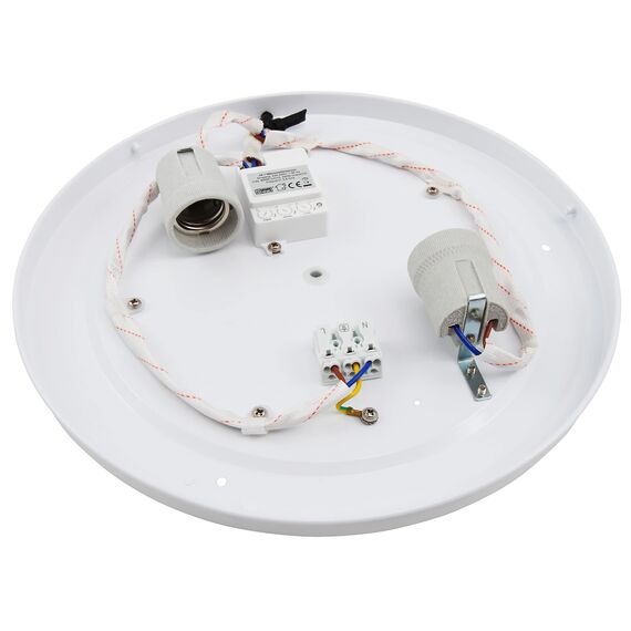 McShine Deckenleuchte | Star | 2-flammig, Sockel für 2x E27-Leuchtmittel, HF Bewegungsmelder | Deckenlampe Ø33cm ideal für Eingang, Treppenhaus, Flur, Gartenhaus, Garage