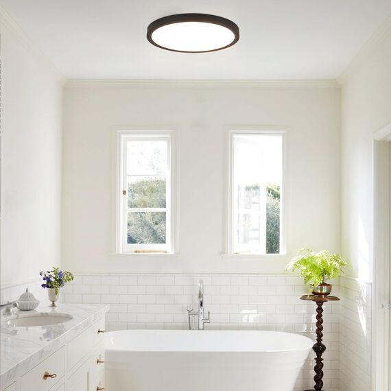 ZMH Deckenlampe LED Deckenleuchte Badezimmer - Ø30cm Badezimmerlampe Flach Schlafzimmerlampe Schwarz Küchenlampe 4000K Schlafzimmer Deckenbeleuchtung 24W Badlampe Rund Flurlampe für Bad Küche Flur