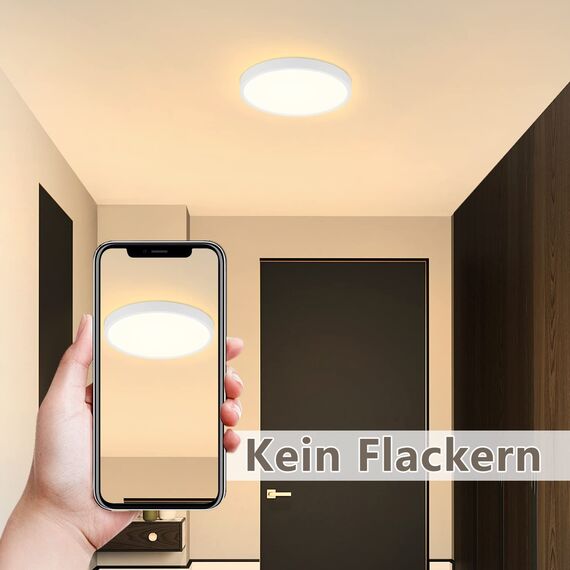 ZMH Deckenlampe LED Deckenleuchte Flach - 2ER Badezimmerlampe 15W Warmweiß Badezimmer Klein Deckenbeleuchtung Küchenlampe Weiß Ø18cm Badlampe Rund für Bad Flur Küche Schlafzimmer